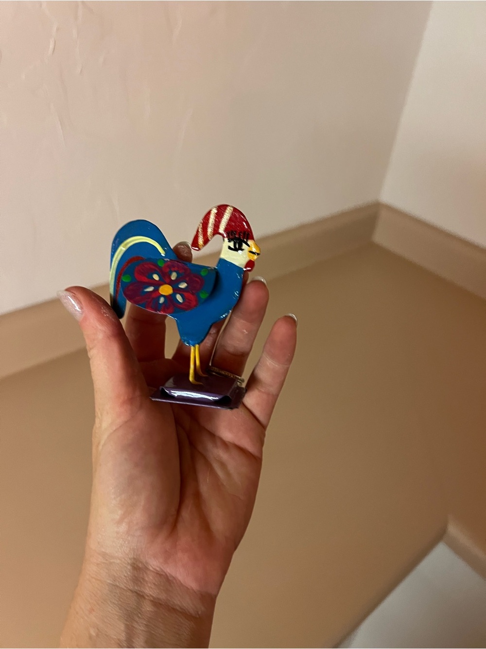 Mexican rooster in blue. Made out of metal